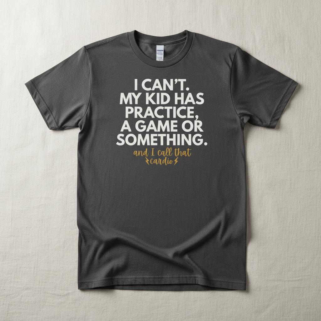 Comfort Colors t-shirt in Pepper with humorous text design on a beige background