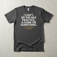 Comfort Colors t-shirt in Pepper with humorous text design on a beige background