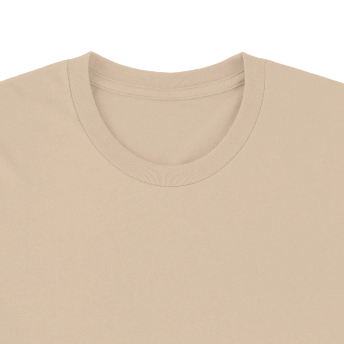 Close-up of crew neckline on ivory MAMA cropped tee showing soft cotton texture