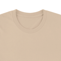 Close-up of crew neckline on ivory MAMA cropped tee showing soft cotton texture