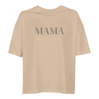 Ivory MAMA cropped tee with minimalist front design and relaxed fit