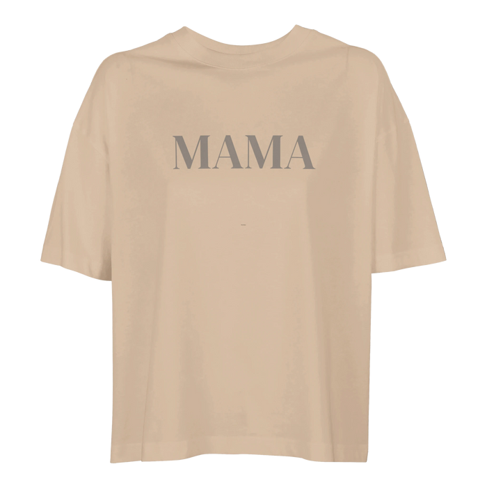 Ivory MAMA cropped tee with minimalist front design and relaxed fit
