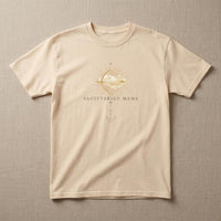 Sagittarius Mama ivory zodiac mom graphic t-shirt flat lay on neutral linen background