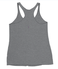 Load image into Gallery viewer, Back view of grey women’s flowy racerback tank top