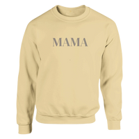 Butter yellow MAMA crewneck sweatshirt with minimalist front text design