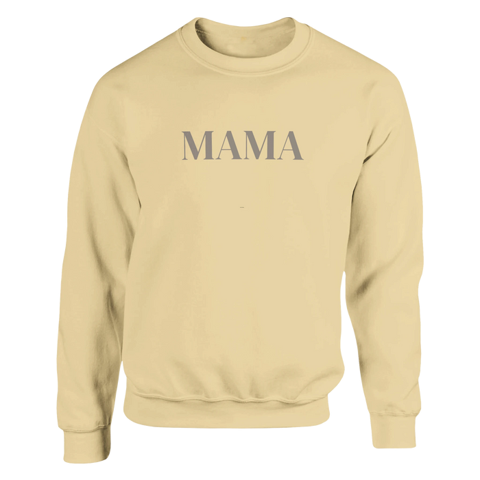 Butter yellow MAMA crewneck sweatshirt with minimalist front text design